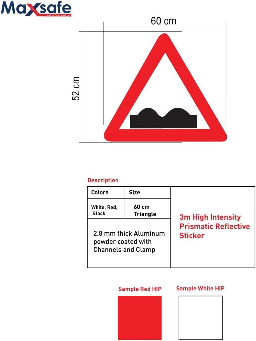 INDIGOS UG - Sticker - Safety - Warning - Uneven Road. Road Safety Sign  60x60cm - Decal for Office/Company/School/Hotel